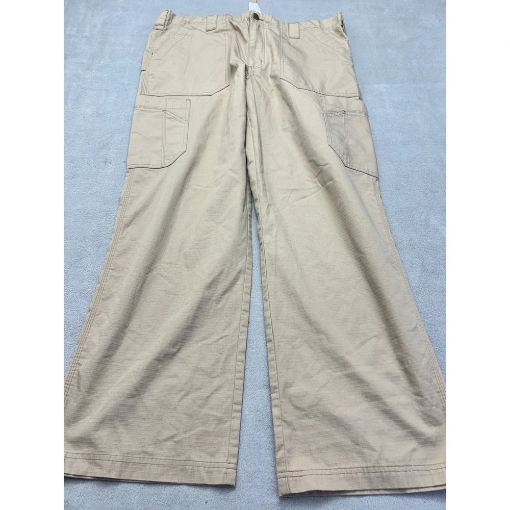 Carhartt Mens Ripstop Cargo Pants Tan Khaki Wide Leg Elastic Waist C54108 Large